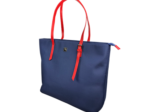 [91831] BULTO TIPO CARTERA DE MUJER XTECH CLOE, 15.6" PARA LAPTOP Y ACCESORIOS, AZUL OSCURO / TIRANTES ROJO (XTB-510)