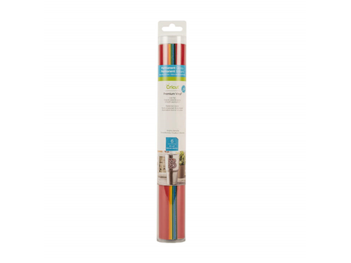 [93436] PAQUETE DE HOJAS CRICUT DE VINIL , (6HOJAS) PERMANENTE 12X22", IDEAL PARA PROYECTOS DE INTERIOR COMO CRISTALERÍA, PUERTAS DE DUCHA, TAZAS Y MÁS. COLORES BRILLANTES. (2005213).