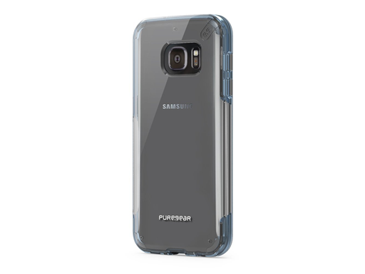 [83358] COVER PUREGEAR PARA SAMSUNG GALAXY S7, SLIM, FLEXIBLE ULTRA DELGADA, BOTONES FUNCIONALES DE METAL, TRANSPARENTE, AZUL.