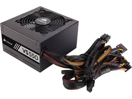 [88388] POWER SUPPLY CORSAIR 550W 80 PLUS WHITE (CP-9020061-NA), CONECTORES PCI-E X2, SATA X4, PATA X4, COLOR NEGRO
