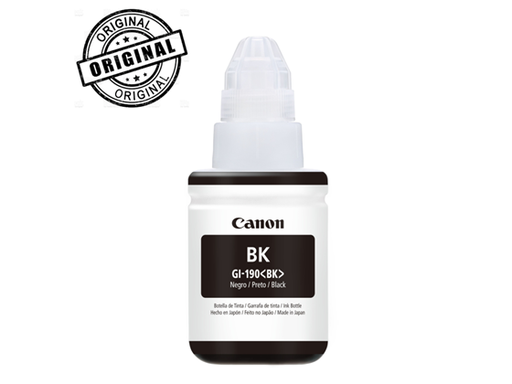[78049] BOTELLA DE TINTA CANON GI-190 NEGRO 135ML, COMPATIBLE CON PIXMA G3100, G2100, G1100, G1110, G2110, G3110, G4111.