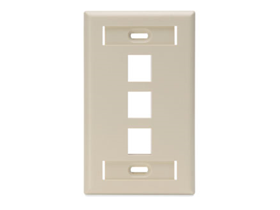 [76588] JACK WALL FACEPLATE LEVITON, SALIDAS 3, IVORY, CON WINDOWS ID