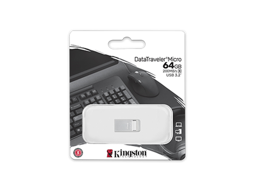 [93816] MEMORIA USB 64GB KINGSTON DATATRAVELER MICRO, 200MB/S METAL USB 3.2 GEN 1.