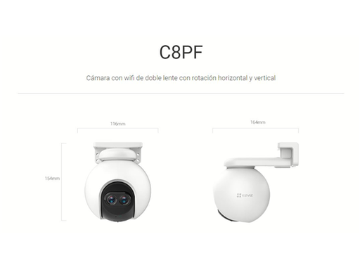 [93231] CAMARA CON DOBLE LENTE EXTERIOR MARCA EZVIZ, MODELO C8PF,  1920 X 1080P, DETECTOR DE PERSONAS CON TECNOLOGIA IA, IR 30MTS, CHARLA BIDIRECCIONAL, 360º, WIFI 2.4GHZ, H.265, H.264,  3D DNR, ANGULO DE PT, PANEO: 340°, INCLINACION: 80°NEGRO (CS-BC1C-AO-2C2WPBDL).