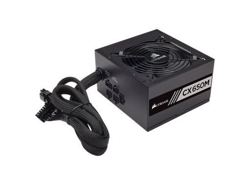 [88382] POWER SUPPLY CORSAIR 650W SEMI MODULAR 80 PLUS (CP-9020103-NA), CONECTORES PCI-E X2, SATA X6, PATA X4, COLOR NEGRO