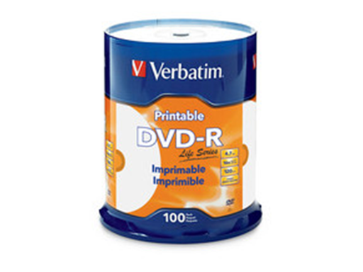[89535] DVD-R VERBATIM 16X, LIFE SERIES PRINTIABLE WH HUB, IJP, 100PK