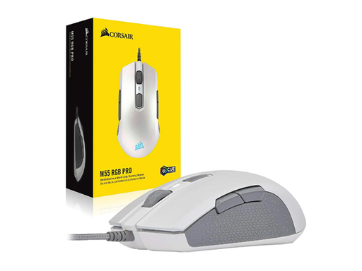 [90018] MOUSE CORSAIR M55 RGB PRO AMBIDIESTRO, OPTICO USB, 8 BOTONES PROGRAMABLE, VELOCIDAD 12400 DPI, ICUE, BLANCO (CH-9308111-NA)