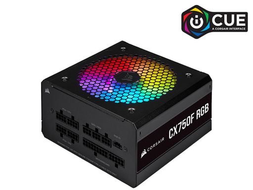 [91761] POWER SUPPLY CORSAIR CX750F RGB, 750 WATTS, 80 PLUS BRONZE, MODULAR, ICUE COMPATIBLE, CONECTORES PCI-E X2, SATA X7, PATA X4, ICUE X1, ARGB X1, COLOR NEGRO, (CP-9020218-NA)