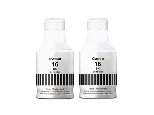 [92515] KIT DE TINTAS CANON GI-16 (2 BOTELLAS COLOR NEGRO) PARA IMPRESORAS MAXIFY: GX 3010, GX4010, GX6010, GX7010.