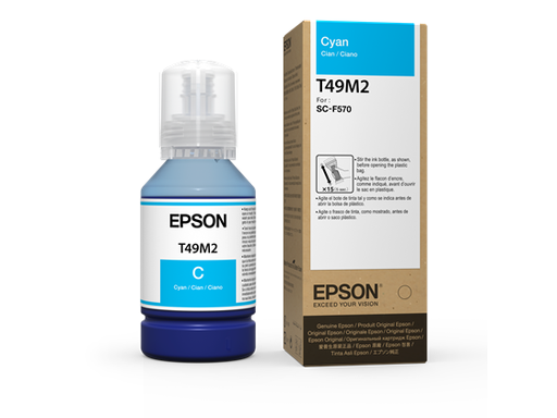 [91679] BOTELLA DE TINTA EPSON T49M CYAN 140ML T49M220  PARA IMPRESORAS F170, F571, F570.