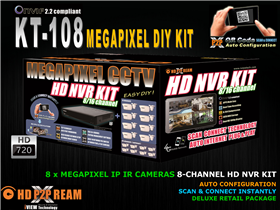 [74986] NVR IVIEW KIT, 8CH, HD 720P, HDMI, NO-HDD, INCLUYE 8 CAMARAS IP 1.0 MP. (KT-108B)