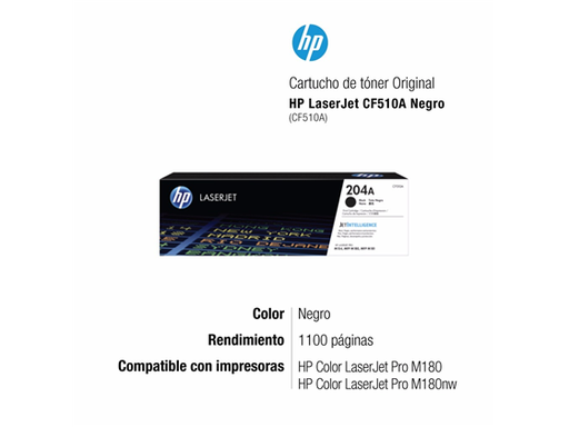 [83528] TONER HP 204A - CF510A - NEGRO - 1,100 PAGINAS - PARA IMPRESORA COLOR LASERJET - M180, M154