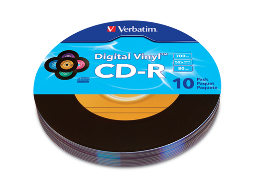 [90798] CD-R VERBATIM 80MIN, DIGITAL VINYL 700MB, MULTI-COLOR, 10 PACK