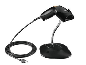 [66994] SCANNER BARCODE ZEBRA LS1203, EVM/DCS, LASER, 1D, INTERFAZ: USB, RS-232, INCLUYE BASE, AUTOMATICO Y MANUAL.