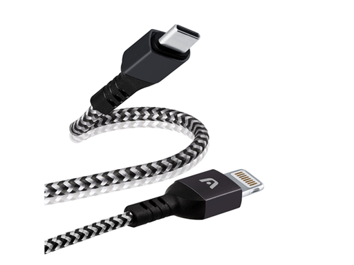 [91413] CABLE TIPO-C A LIGHTNING ARGOM, 6 PIES, PD CARGA RAPIDA, NYLON TRENZADO, FLEXIBLE, NEGRO.