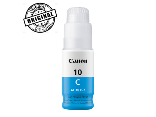 [88248] BOTELLA DE TINTA CANON GI-10 CYAN, 70ML, COMPATIBLE CON IMPRESORA GI-10, G5010, G6010, G7010