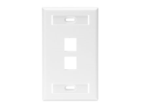 [76585] JACK WALL FACEPLATE LEVITON, SALIDAS 2, BLANCA, CON WINDOWS ID.