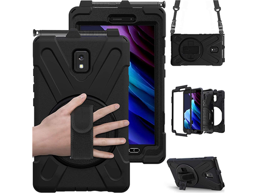 [93994] COVER DREAMERX PARA SAMSUNG GALAXY TAB ACTIVE 3 8.0", PROTECTOR RESISTENTE RESISTENTE A LOS GOLPES, SOPORTE GIRATORIO, CORREA DE MANO, CORREA PARA EL HOMBRO, NEGRO