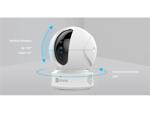 [93712] CAMARA PT INTERIOR MARCA EZVIZ, MODELO C6N, SOPORTA MEMORIA MICRO HASTA 256GB SD, (1920 X 1080P), DETECTOR DE MOVIMIENTO, IR 10MTS, CHARLA BIDIRECCIONAL, WIFI 2.4GHZ (4MM).