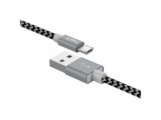 [89088] CABLE MICRO USB PARA SMARTPHONES & TABLETS, HAVIT, 3FT, GRIS TRENZADO (HV-CB727X)