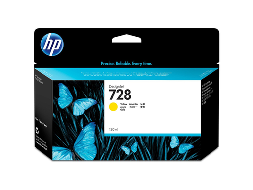[86307] CARTUCHO HP 728 - F9J65A - AMARILLO - 130ML - PARA IMPRESORA DESIGNJET T730 / T830