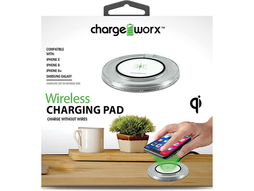 [86111] CARGADOR INALAMBRICO CHARGEWORX CIRCULAR CLEAR, NEGRO (COMPATIBLE CON IPHONE 8/8+ /X,SAMSUNG GALAXY S8/S8+,S7/S7 EDGE, S6/S6 EDGE,S6EDGE+,SAMSUNG GALAXY NOTE 5/7/8, GOOGLE NEXUS 4/5/6/7, LG G2/G3/G4/G6 HP ELITE X3 (CX5106BK)