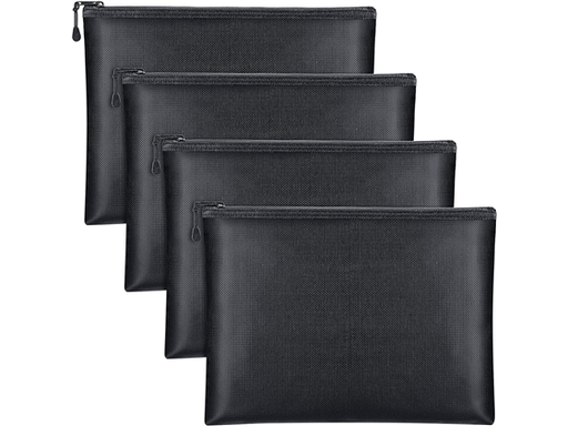 [93535] BOLSA DE DINERO ANTI-FUEGO, PRUEBA DE AGUA, 13.4 X 9.4, NEGRO, 4 PK