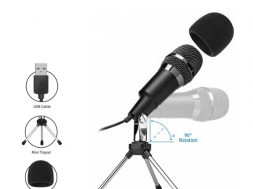 [90698] MICROFONO STREAMING DE FLUJO CONTINUO SLIDE, OMNI-DIRECCIONAL, FRECUENCIA 30HZ -20KHZ, SENSIBILIDAD: -42 ± 2DB,INCLUYE: MINI TRÍPODE, FILTRO DE VIENTO WINDSCEEN.  (PD1010)