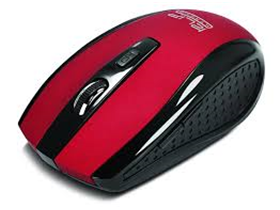 [77940] MOUSE WIRELESS KLIPX, OPTICAL, ROJO, ERGONOMICO, 1600DPI, 5 BOTONES.