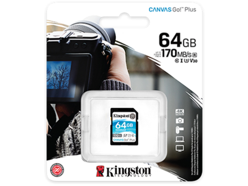 [89813] MEMORIA SD 64GB KINGSTON, CANVAS GO PLUS 170MB/S C10, UHS-I, TARJETA SD (SDG3/64GB)