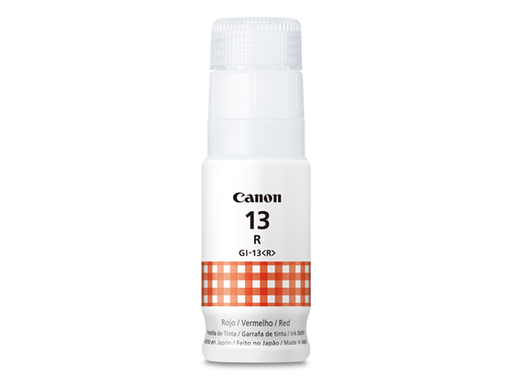[91698] BOTELLA DE TINTA CANON GI-13 ROJO,  70ML, INYECCIÓN DE TINTA PARA CANON PIXMA G510 Y G610