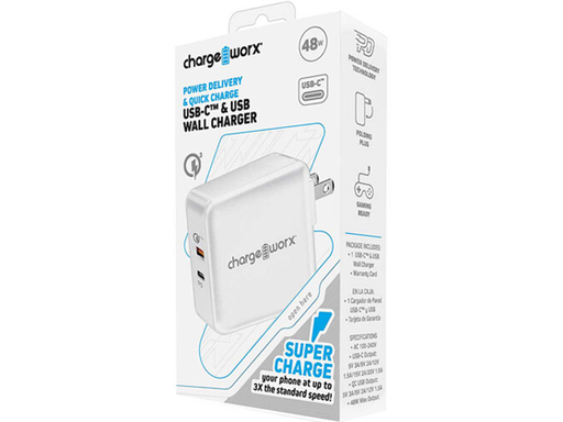 [92254] CARGADOR DE PARED DUAL USB-C PD 48W Y USB QC 18W, BLANCO (CARGADOR DE PARED DUAL USB-C PD 48W Y USB QC 18W, BLANCO. (CX3096WH)