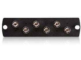 [76627] PLACA (ADAPTER PANEL / COUPLING PANEL) CON MOLDEADO DE PRECISIÓN, LEVITON OPT-X, MODOS MÚLTIPLES Y MODO ÚNICO, SIMPLE ST (METAL), 6 FIBRAS, MANGA DE CERÁMICA DE CIRCONIO, NEGRO.