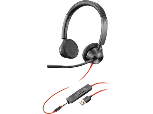 [92865] AUDIFONO CON MICROFONO POLY  BLACKWIRE 3325, BINAURAL - USB TIPO A - CON CABLE - 32 OHM - 20 HZ - 20 KHZ - CANCELACION DE RUIDO, NEGRO  (213938-101)
