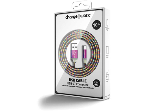 [93471] CABLE USB-C / USB-A  PARA SMARTPHONES & TABLETS, 10FT, TRENZADO, "PEARL ESSENCE". CX1371MC.