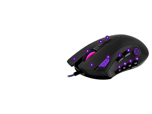 [91038] MOUSE PRIMUS PMO-302, GAMING GLADIUS 32000P, OPTICO USB, 12 BOTONES, VELOCIDAD AJUSTABLE ENTRE 1000 A 32000 DPI, PESO AJUSTABLE CON 3 PESAS INCLUIDAS, COLORES RGB AJUSTABLE CON SOFTWARE (PMO-302)
