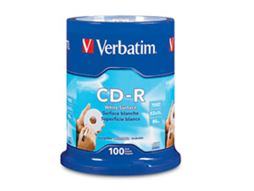 [89493] CD-R VERBATIM 80, LOGOWHITE BLANK SURFACE, SPINDLE, 100PK