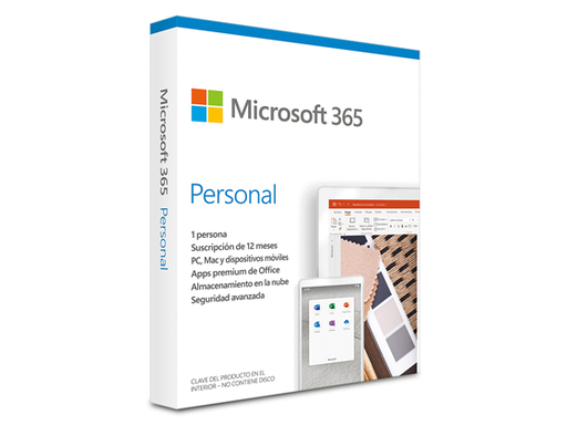 [89120] MICROSOFT 365 PERSONAL SUBSCRIPTION LICENSE FOR PC Y MAC ( 1 YEAR )- SPANISH - LATIN AMERICA, ONLY MEDIALESS 1 USUARIO, P6 INCLUYE: WORD, EXCEL, ONENOTE, ONEDRIVE, POWERPOINT, OUTLOOK, TEAMS, EDITOR (OFFICE).