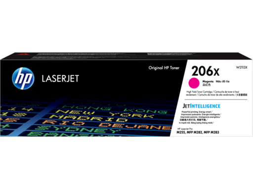 [89302] TONER HP 206X - W2113X - MAGENTA - ALTO RENDIMIENTO - 2,450 PAGINAS - PARA IMPRESORA COLOR LASERJET - M255DW - M255NW - M282FDW - M282NW - M283NW - M283FDW