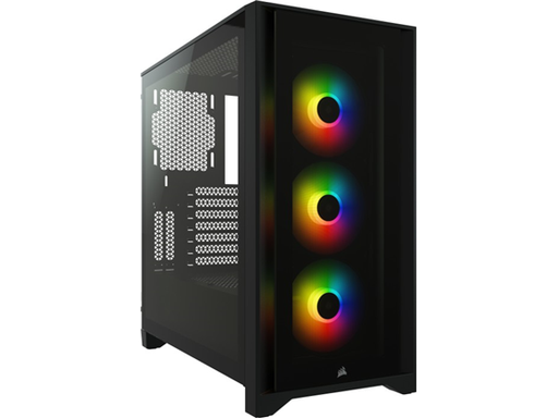 [89426] CASE CORSAIR ICUE 4000X, MID TOWER, BLACK, 7 EXPANSION SLOT, 3X 2.5", 2X 3.5", TAPA DE CRISTAL TEMPLADO, INCLUYE 3 ABANICOS 120MM RGB FRONTAL (CC-9011204-WW)