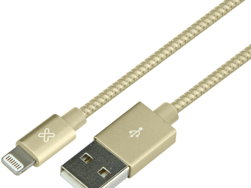 [87862] CABLE LIGHTNING KLIPX, TRENZADO 1.6 FT PARA IPHONE, DORADO (KAC-001GD)