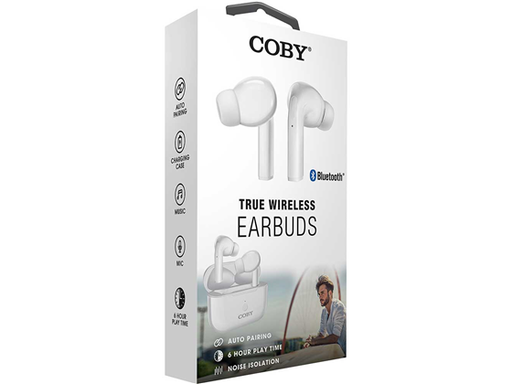 [89614] AUDIFONO CON MICROFONO COBY EARPODS BLUETOOTH, BLANCOS, (CETW516WHT)