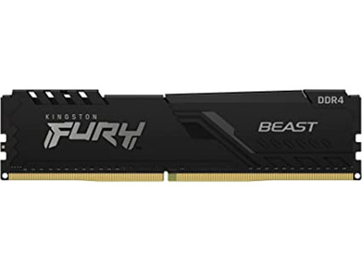 [93330] MEMORIA 8GB (1X8GB) KINGSTON, P/DESKTOP, 3200MT/S DDR4 CL16 DIMM FURY BEAST BLACK. NON-ECC UNBUFFERED DIMM (SINGLE MODULE) 1RX8 16-18-18 1.35V 288-PIN 8GBIT