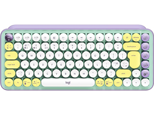 [93741] TECLADO LOGITECH POP KEYS WIRELESS MECHANICAL CON TECLAS EMOJIS COLOR DAYDREAM MINT (MORADO), ESPAÑOL (SPA), USB WIRELESS RECEIVER 2.4GHZ WIRELESS Y BLUETOOH 5.1, 10M RANGE, 36 MESES DURACION DE LA BATERIA, COMPATIBLE CON WIN Y MAC 10.15 O POSTERIORES.