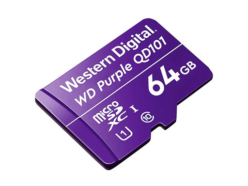 [93341] MEMORIA MICROSD 64GB WESTERN DIGITAL PURPLE QD101, PARA CAMARAS DE VIGILANCIA, SDXC, CLASE 10 UHS-1 - ULTRA DURABILIDAD