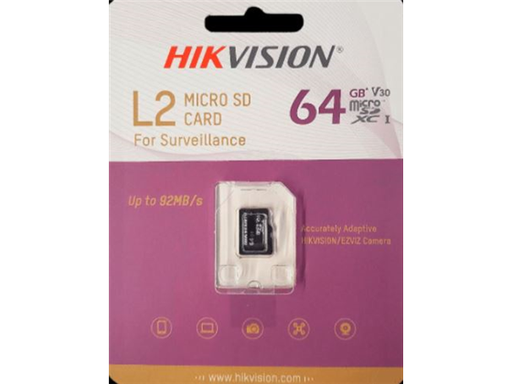 [93135] MEMORIA MICROSD HIKVISION 64 GB CLASE 10 ESPECIALIZADA PARA VIDEOVIGILANCIA