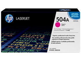 [65941] TONER HP 504A - CE253A - MAGENTA -7,000 PAGINAS - PARA IMPRESORA LASERJET CP3525 / CM3530