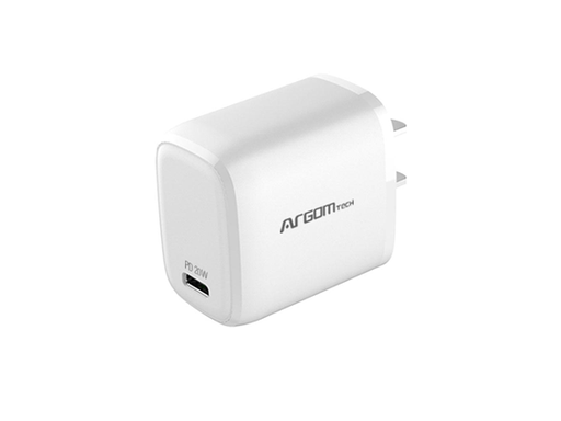 [91410] CARGADOR USB DE PARED ARGOM, 20W, CARGA RAPIDA, TECNOLOGIA PD, PUERTO TIPO-C P/CELULARES, MP3 , CAMARAS Y IPAD.