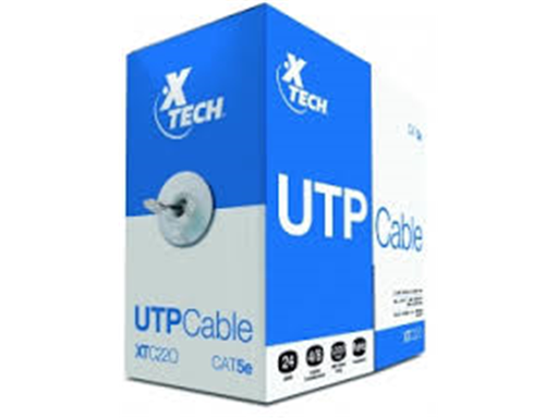 [79234] ROLLO DE CABLE UTP XTECH, CAT-5E, 1000 PIES, 24 AWG, ALEACION COBRE Y ALUMINIO, CHAQUETA PVC CON RETARDANTE DE FUEGO, 4 PARES, GRIS. (XTC-220)