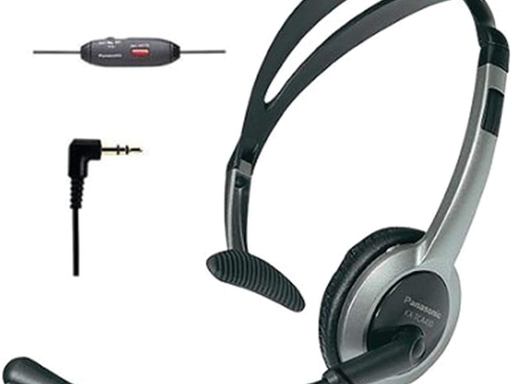 [90923] AUDIFONO CON MICROFONO PANASONIC, MICRÓFONO CON CANCELACIÓN DE RUIDO Y CONTROL DE VOLUMEN, GRIS / PLATA